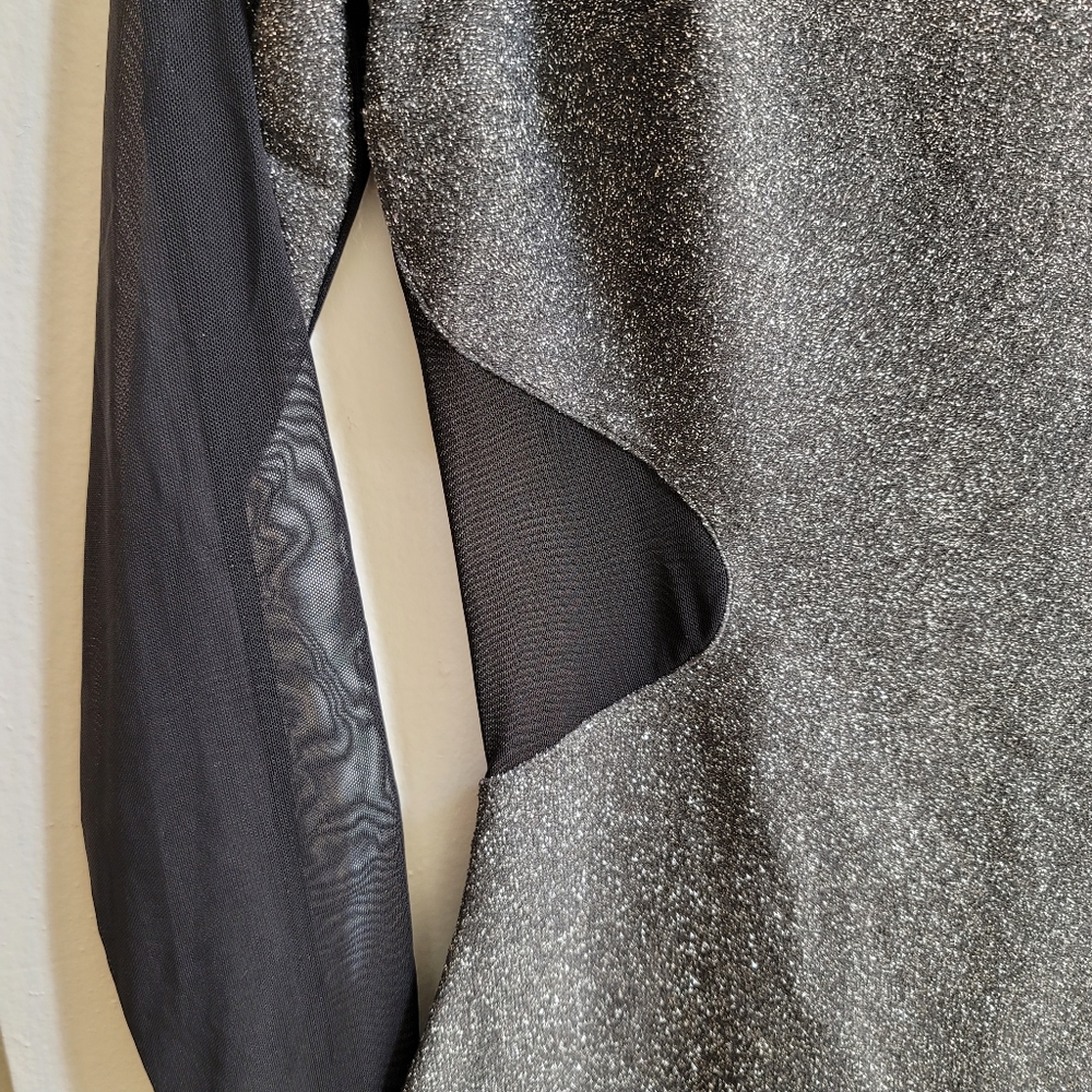 Express Silver Metallic Long Sleeve Dress in 6 - Picture 5 of 16